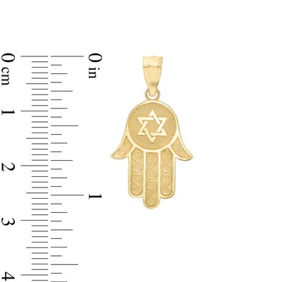 10K Gold Star of David Hamsa Necklace Charm