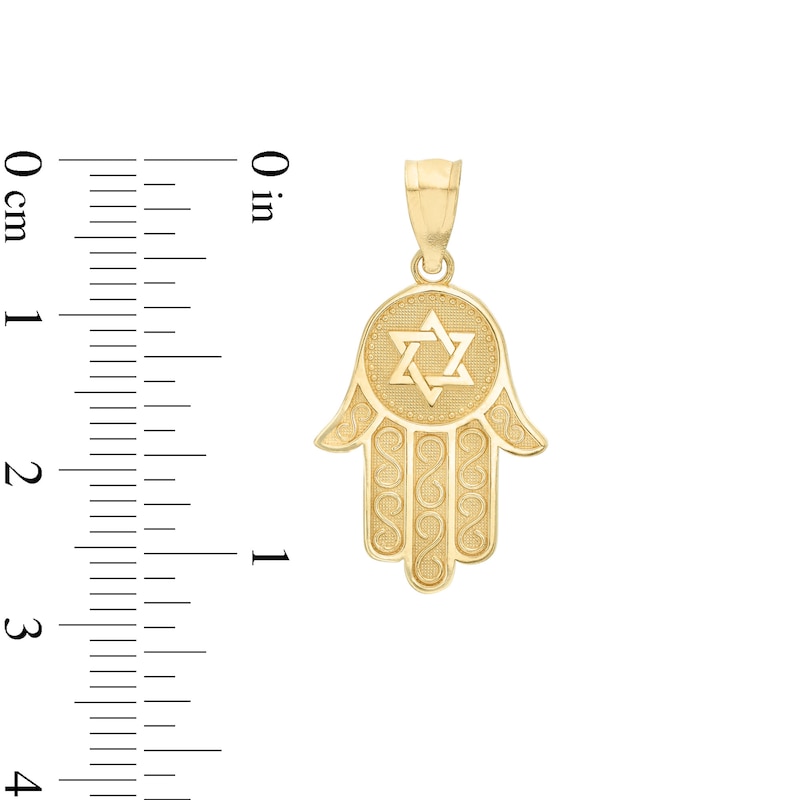 Main Image 2 of 10K Gold Star of David Hamsa Necklace Charm