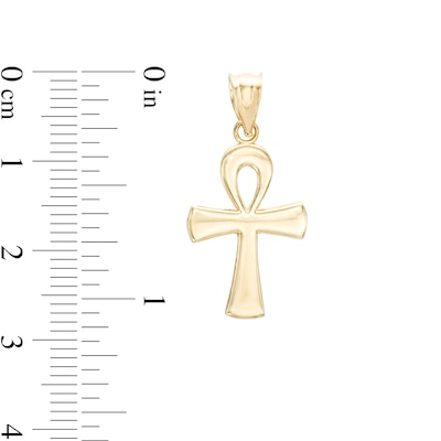 Puffed Ankh Cross Necklace Charm in 10K Gold