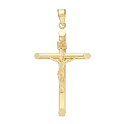 Medium Crucifix Necklace Charm in 10K Hollow Gold
