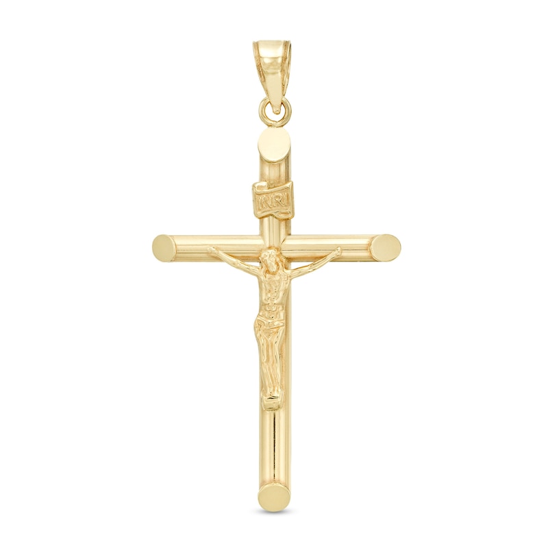 Medium Crucifix Necklace Charm in 10K Hollow Gold