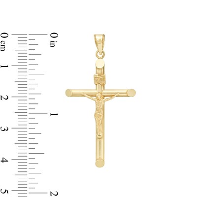 Medium Crucifix Necklace Charm in 10K Hollow Gold