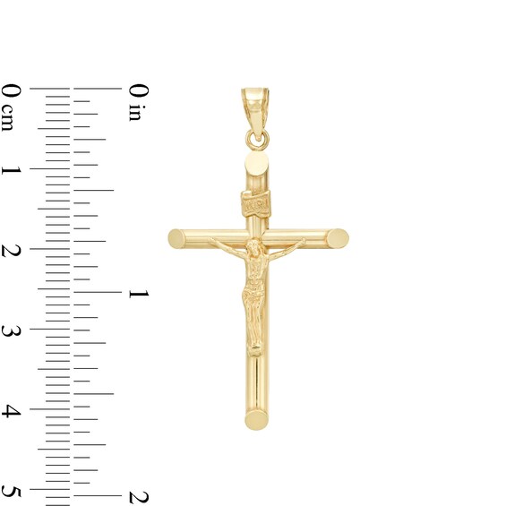 Medium Crucifix Necklace Charm in 10K Hollow Gold