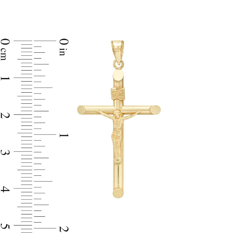 Medium Crucifix Necklace Charm in 10K Hollow Gold