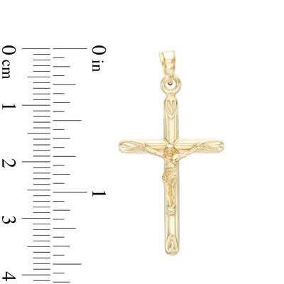Small Crucifix Necklace Charm in 10K Hollow Gold