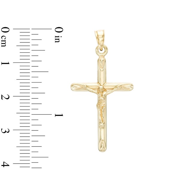 Small Crucifix Necklace Charm in 10K Hollow Gold