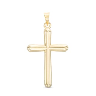 Small Rounded Cross Necklace Charm in 10K Hollow Gold