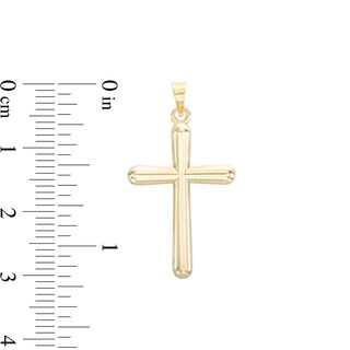 Small Rounded Cross Necklace Charm in 10K Hollow Gold