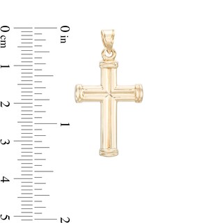 Defined Cross Necklace Charm in 10K Hollow Gold