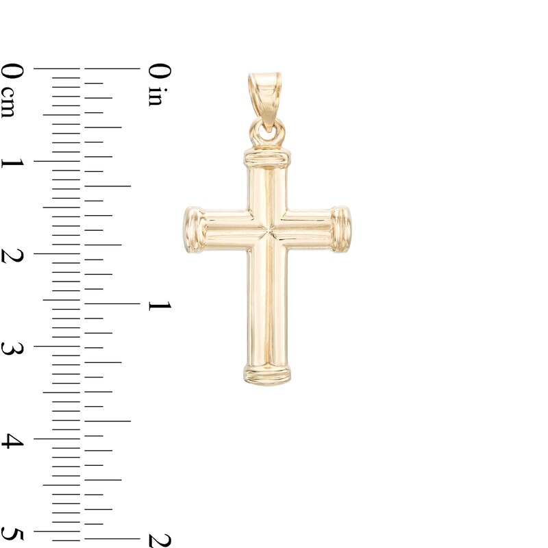 Main Image 2 of Defined Cross Necklace Charm in 10K Hollow Gold