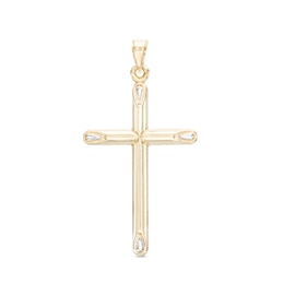 ​​​​​​​Small Tube Cross Necklace Charm in 10K Hollow Gold