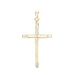 10K Hollow Gold Tube Small Cross Necklace Charm