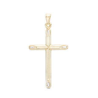 10K Hollow Gold Tube Small Cross Necklace Charm