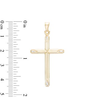 10K Hollow Gold Tube Small Cross Necklace Charm