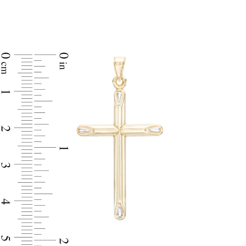 ​​​​​​​Small Tube Cross Necklace Charm in 10K Hollow Gold