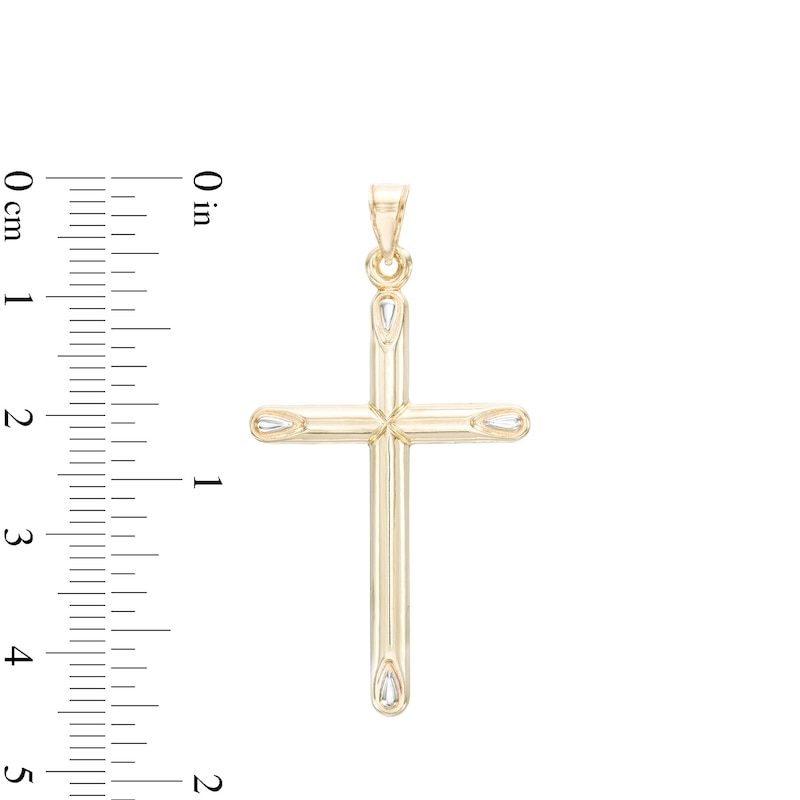 Main Image 2 of 10K Hollow Gold Tube Small Cross Necklace Charm
