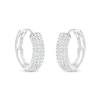 Thumbnail Image 0 of Cubic Zirconia Three Row Pavé Huggie Hoop Earrings in Solid Sterling Silver