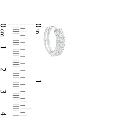 Solid Sterling Silver CZ Pavé Triple Row Huggies