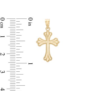 Milgrain Border Cross Necklace Charm in 10K Gold