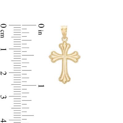 Milgrain Border Cross Necklace Charm in 10K Gold