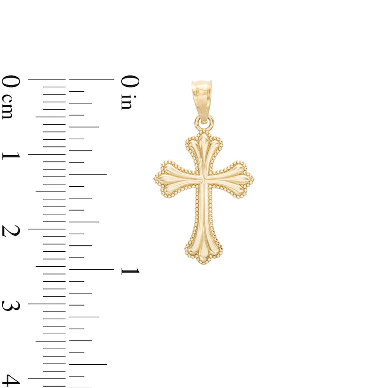 Main Image 2 of Milgrain Border Cross Necklace Charm in 10K Gold