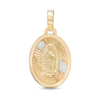 Our Lady of Guadalupe Medallion Charm in 10K Solid Tri-Tone Gold