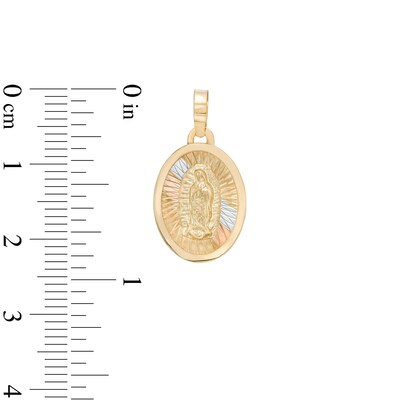 Our Lady of Guadalupe Medallion Charm in 10K Solid Tri-Tone Gold
