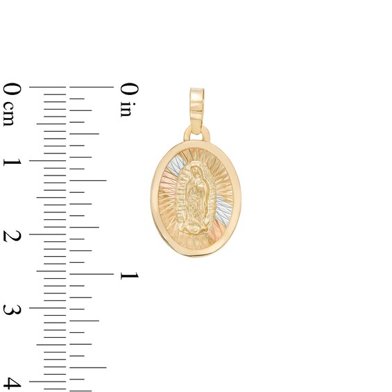 Our Lady of Guadalupe Medallion Charm in 10K Solid Tri-Tone Gold
