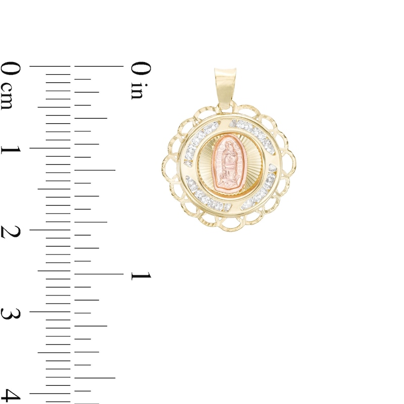 Small Our Lady of Guadalupe Medallion Necklace Charm in 10K Semi-Solid Two-Tone Gold
