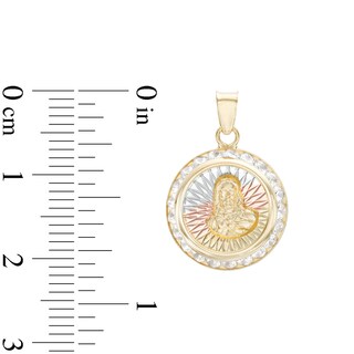 Jesus Medallion Necklace Charm in 10K Semi-Solid Tri-Tone Gold