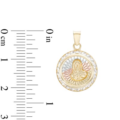 Jesus Medallion Necklace Charm in 10K Semi-Solid Tri-Tone Gold