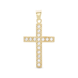 Cubic Zirconia Cross Necklace Charm in 10K Gold