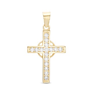 Cubic Zirconia Celtic Cross Necklace Charm in 10K Gold