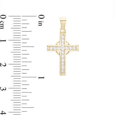 Cubic Zirconia Celtic Cross Necklace Charm in 10K Gold