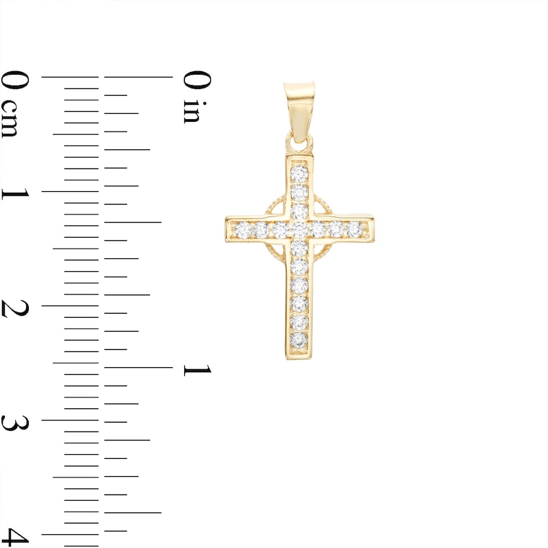 Cubic Zirconia Celtic Cross Necklace Charm in 10K Gold