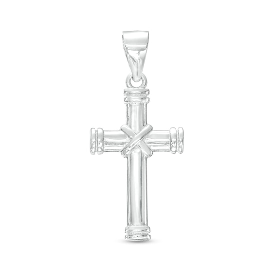 Small X Cross Necklace Charm in Sterling Silver