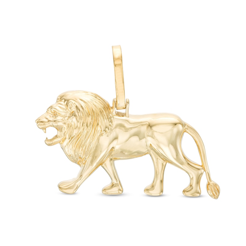 Lion Profile Necklace Charm in 10K Hollow Gold
