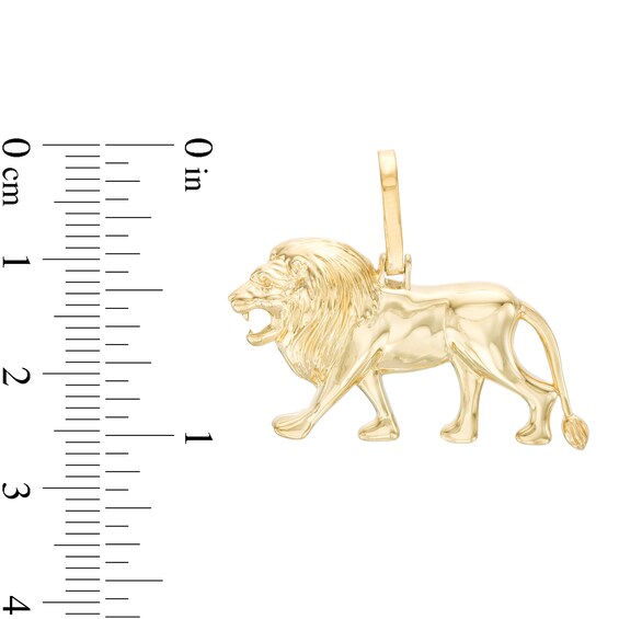 Lion Profile Necklace Charm in 10K Hollow Gold