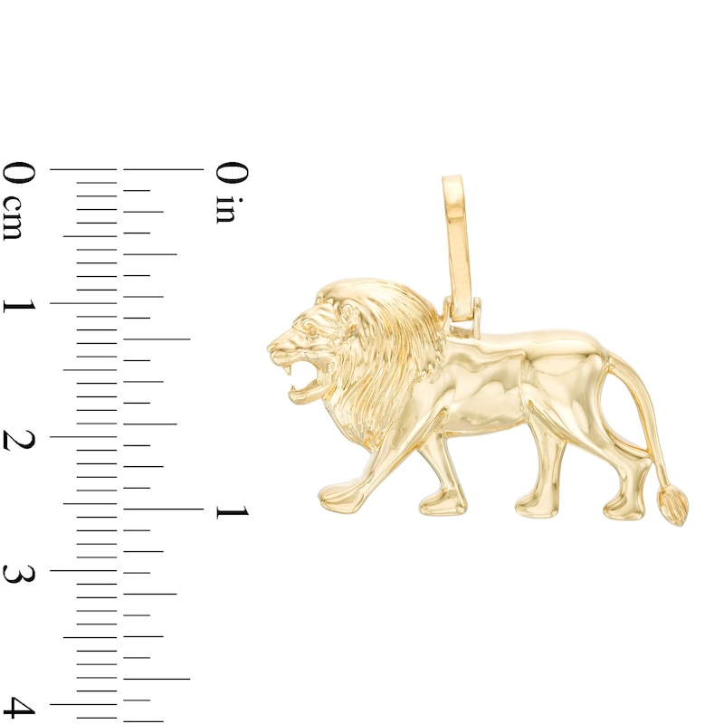 Lion Profile Necklace Charm in 10K Hollow Gold