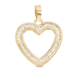 Cubic Zirconia Heart Outline Necklace Charm in 10K Semi-Solid Gold
