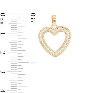 Cubic Zirconia Heart Outline Necklace Charm in 10K Semi-Solid Gold