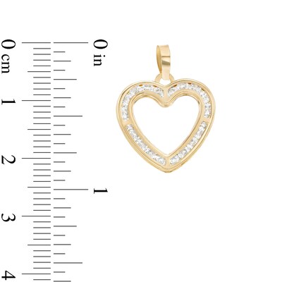 Cubic Zirconia Heart Outline Necklace Charm in 10K Semi-Solid Gold