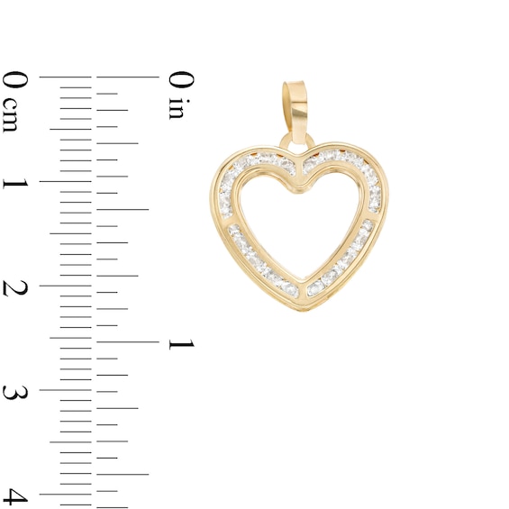 Cubic Zirconia Heart Outline Necklace Charm in 10K Semi-Solid Gold