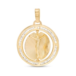 Double Sided Mary Jesus Necklace Charm in 10K Semi-Solid Gold
