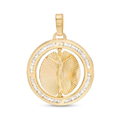 Double Sided Mary Jesus Charm in 10K Semi-Solid Gold