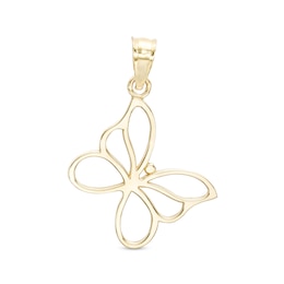 Small Butterfly Outline Necklace Charm in 10K Gold