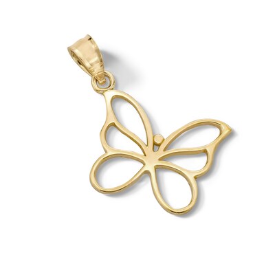 Small Butterfly Outline Necklace Charm in 10K Gold