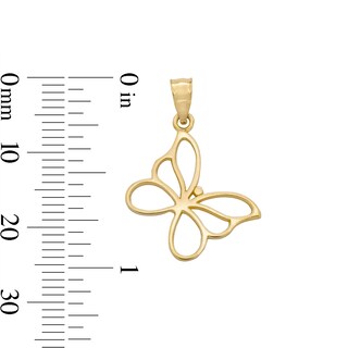 Small Butterfly Outline Necklace Charm in 10K Gold