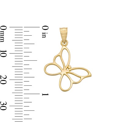Small Butterfly Outline Necklace Charm in 10K Gold