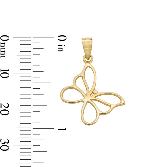 Small Butterfly Outline Necklace Charm in 10K Gold